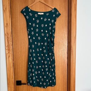 LOFT Teal Floral Midi Dress